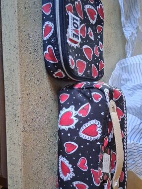 Brighton Black and Red Heart Pattern Cosmetic Bag Set